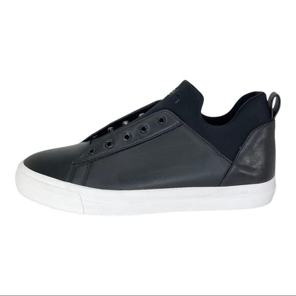 Calvin Klein Valorie Black Leather Neoprene Womens Sneakers Size 10M - Picture 2 of 14
